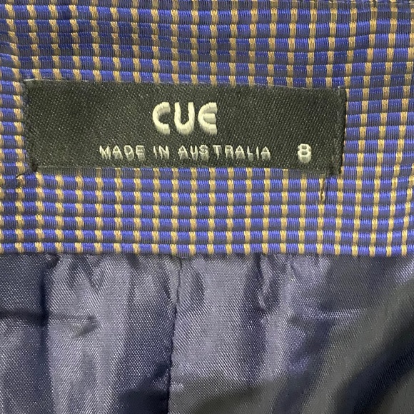 Cue peplum layered skirt, blue and gold checked pattern, size 8 - Picture 4 of 5